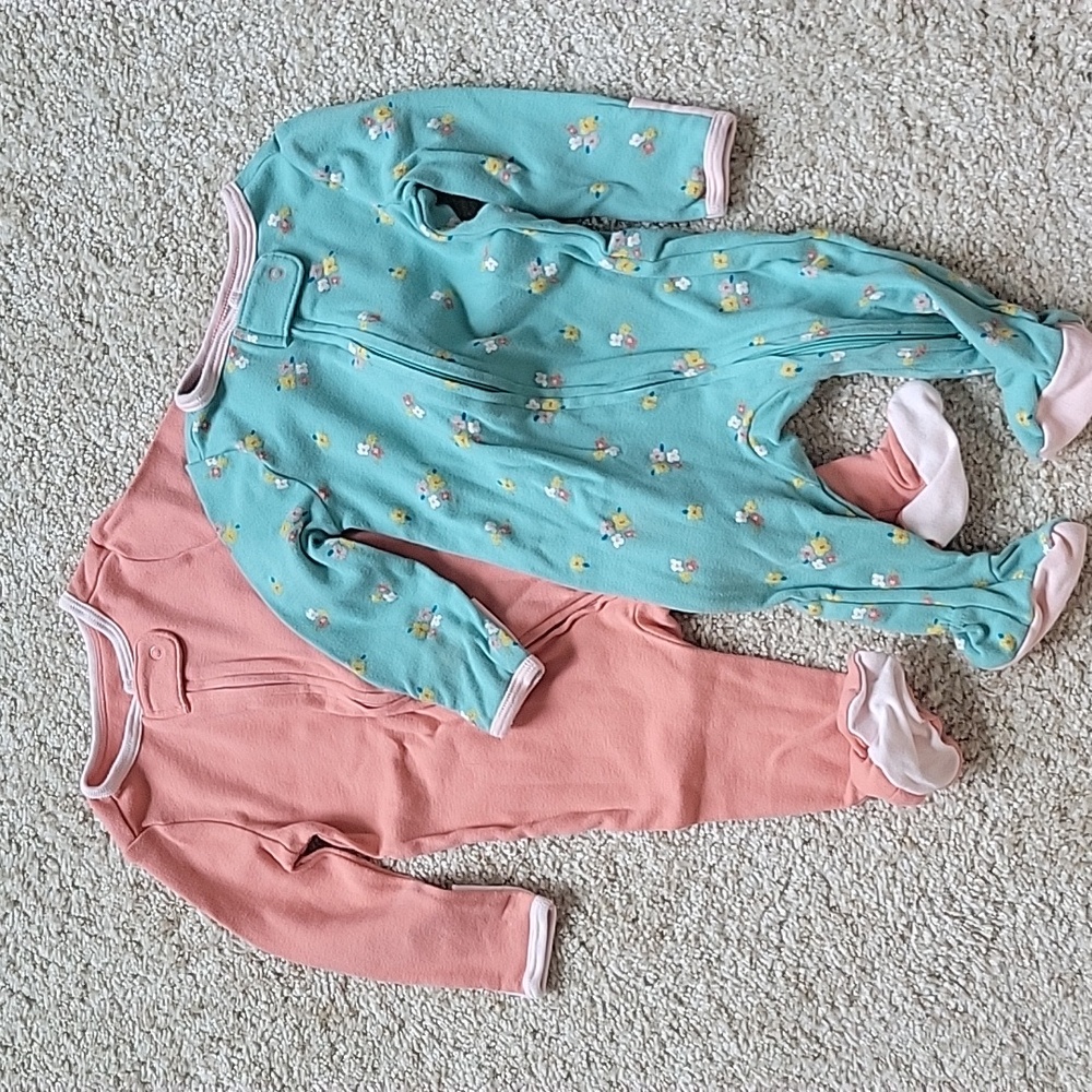 2 pack zip up footie PJs